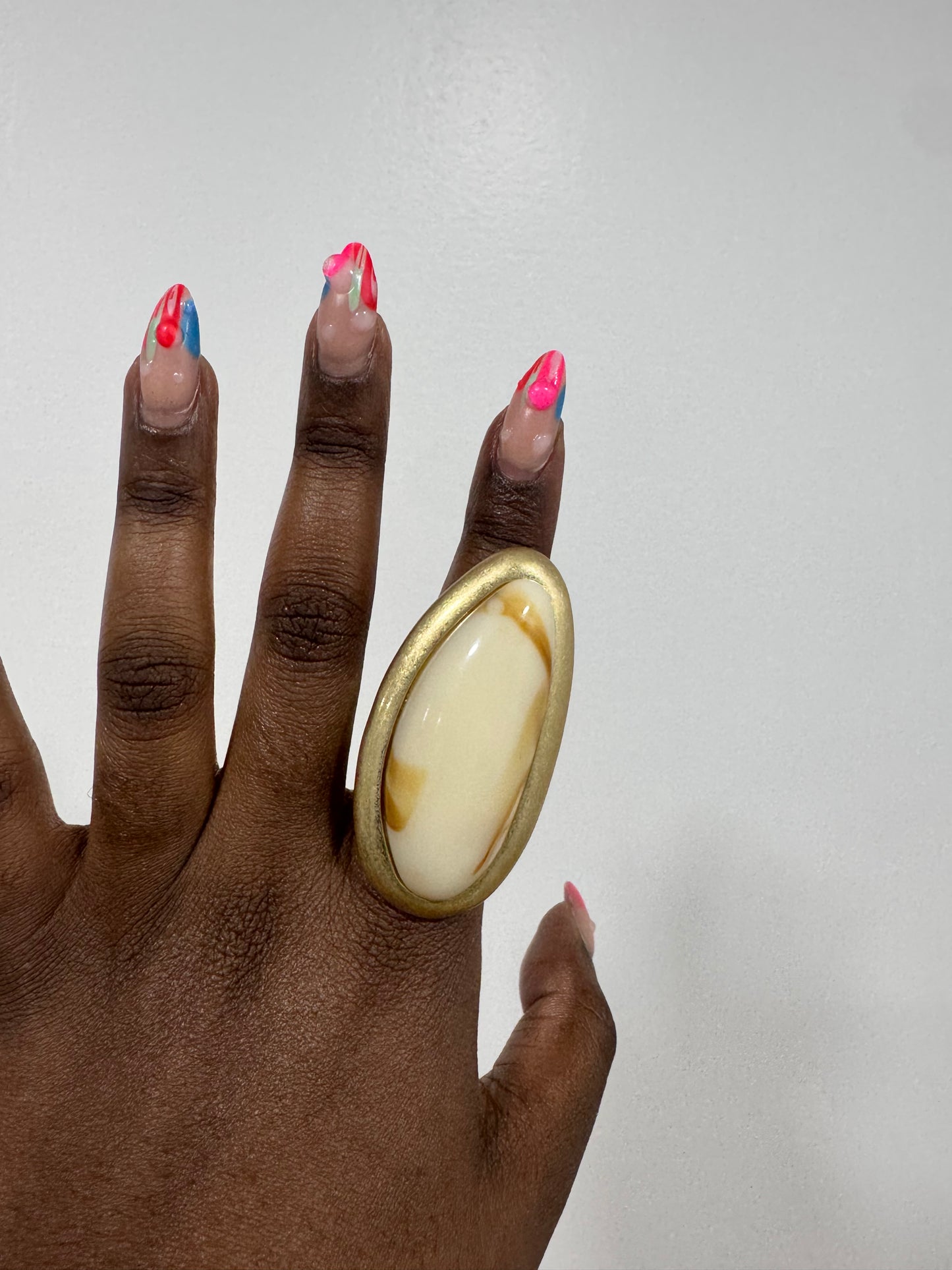 Oval Cream Stone Ring